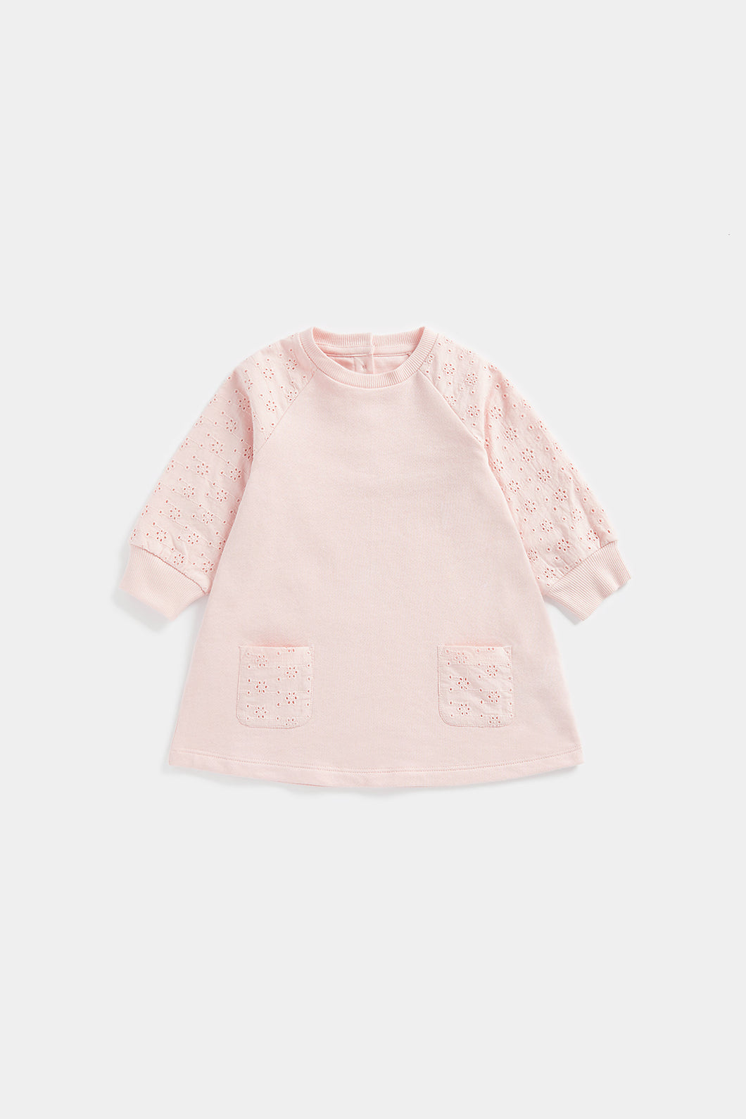 Mothercare Pink Broderie Sleeve Sweat Dress