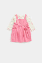 
                        
                          Load image into Gallery viewer, Mothercare Pink Cord Pinny Dress, T-Shirt and Tights Set
                        
                      