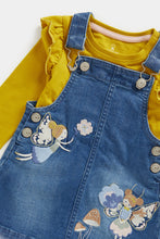 
                        
                          Load image into Gallery viewer, Mothercare Denim Pinny Dress and T-Shirt Set
                        
                      