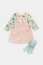 
                        
                          Load image into Gallery viewer, Mothercare Bunny Cord Pinny Dress, T-Shirt and Tights
                        
                      