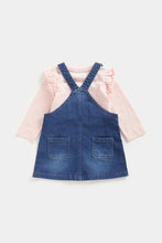 
                        
                          Load image into Gallery viewer, Mothercare Denim Pinny Dress and T-Shirt Set
                        
                      