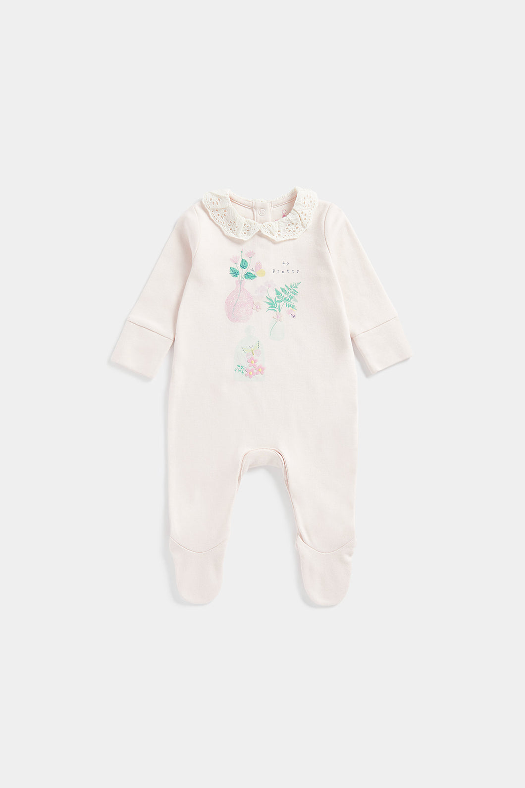 Mothercare Pink Broderie Collar All-in-One