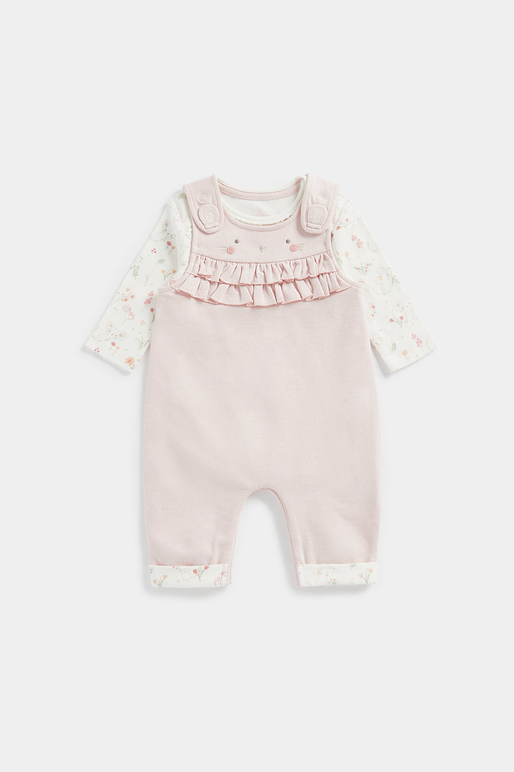 Mothercare My First Pink Mouse Dungarees and Bodysuit Set
