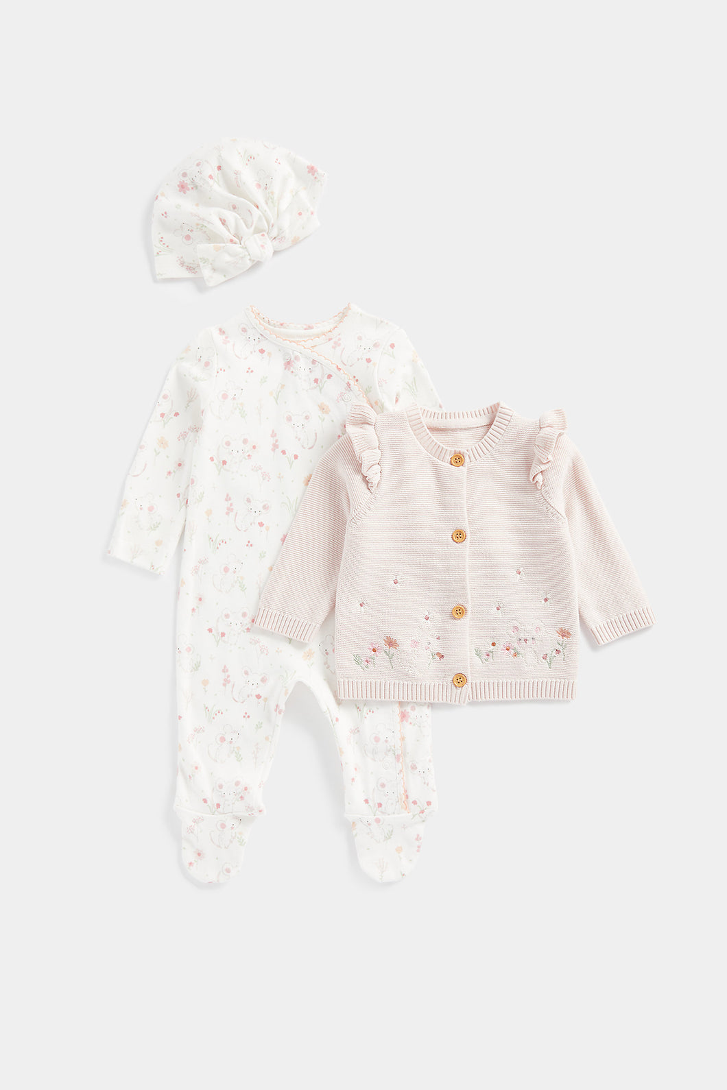 Mothercare My First All-in-One, Cardigan and Hat Set