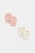 
                        
                          Load image into Gallery viewer, Mothercare Pink Bunny Baby Mitts - 2 Pack
                        
                      