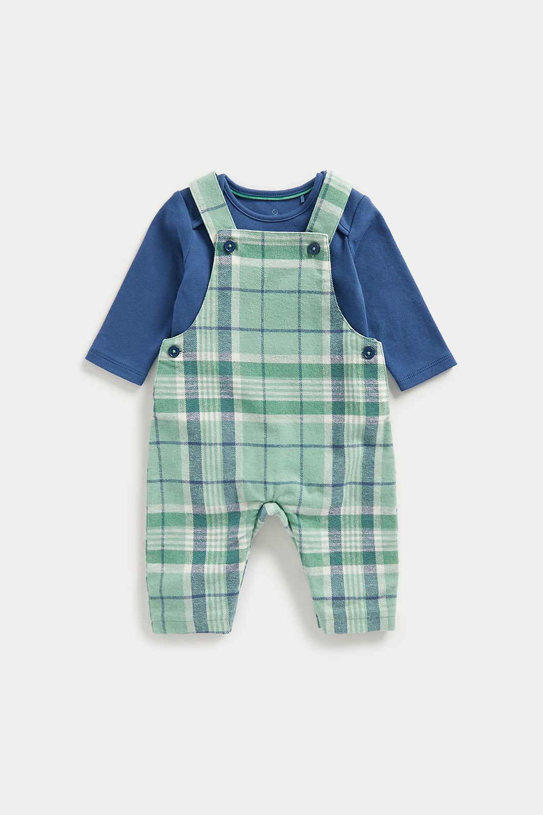 Mothercare Checked Dungarees and Bodysuit Set