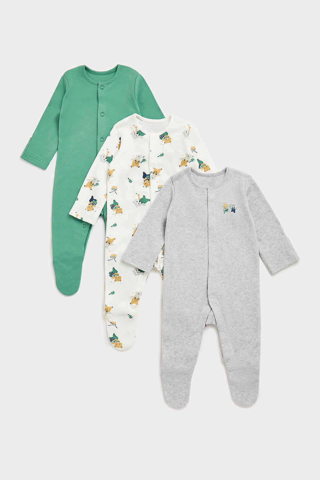 Mothercare Animal Band Sleepsuits - 3 Pack