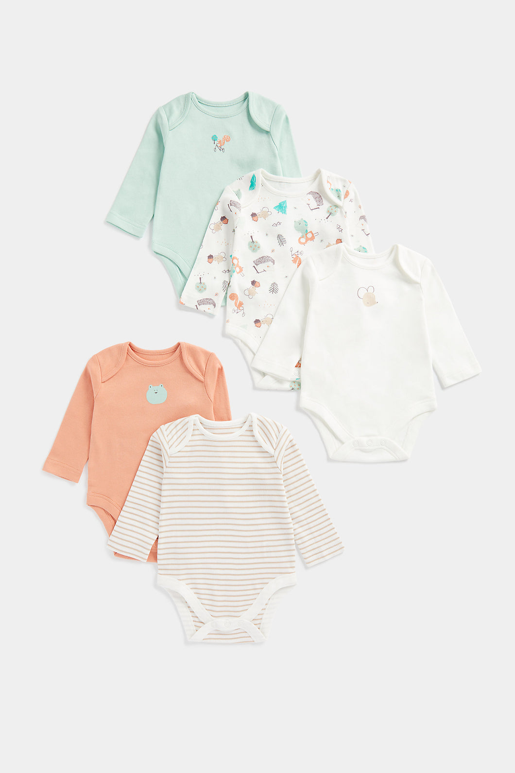 Mothercare Long-Sleeved Baby Bodysuits - 5 Pack