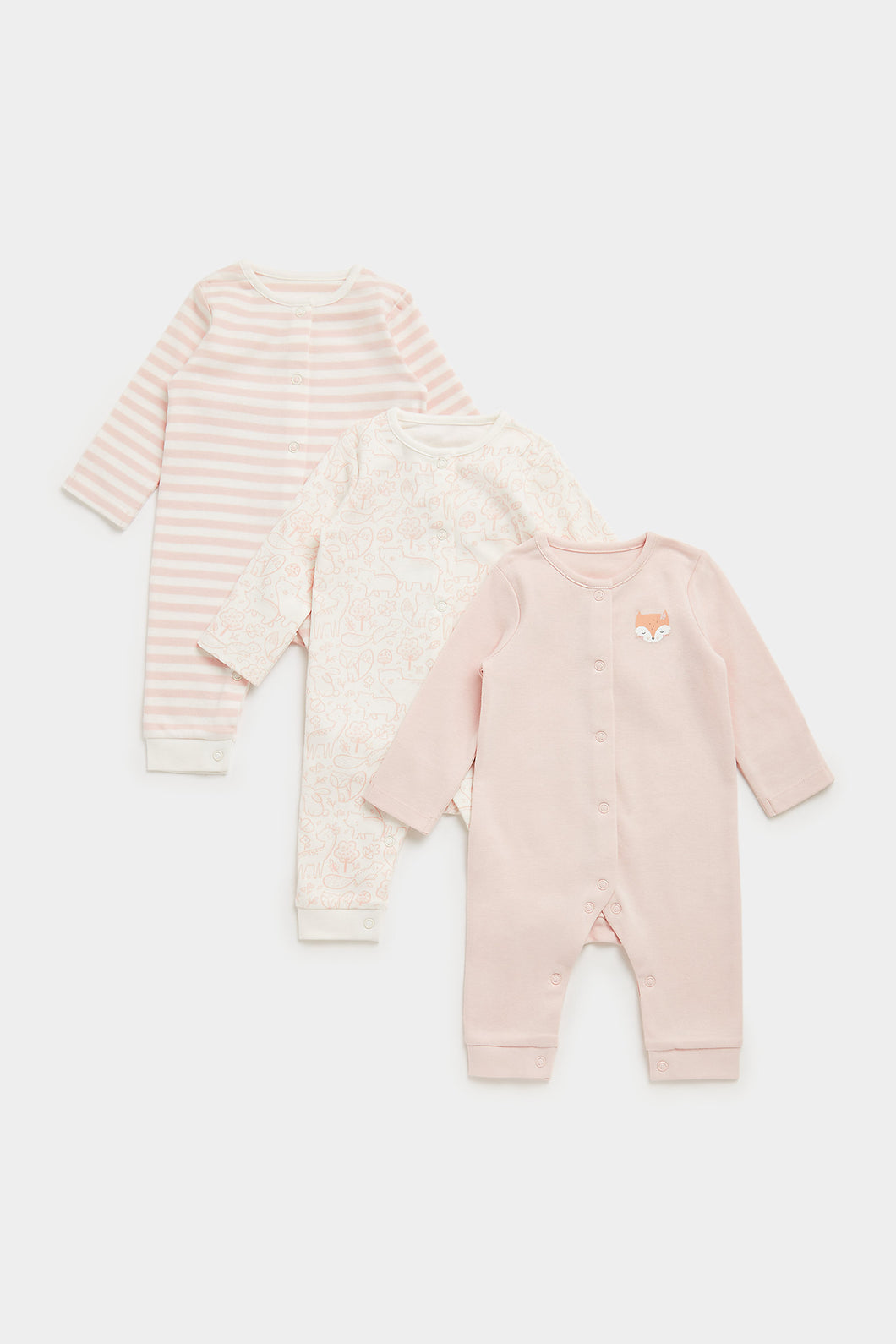 Mothercare Woodland Footless Baby Sleepsuits - 3 Pack