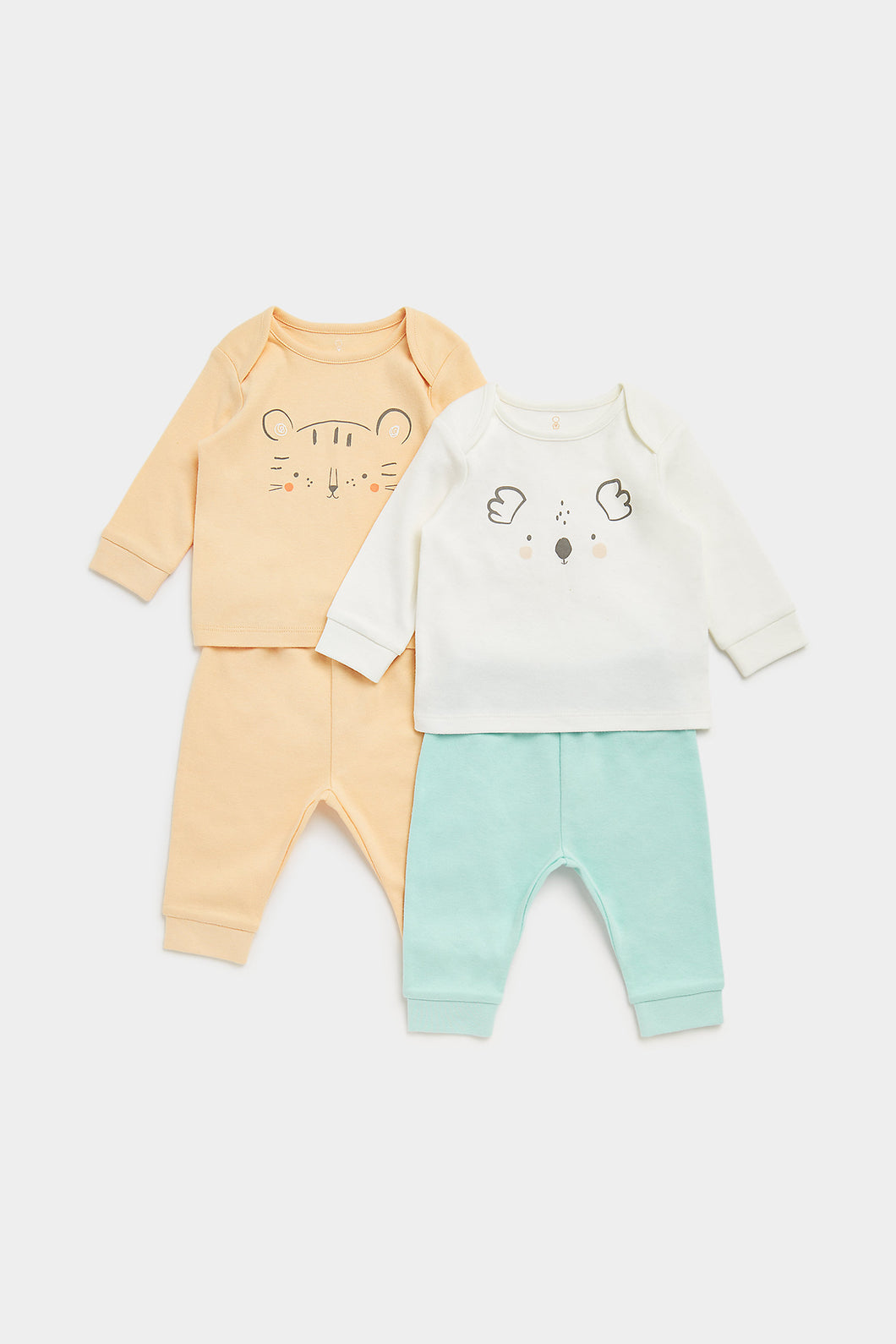 Mothercare Fun Faces Baby Pyjamas - 2 Pack