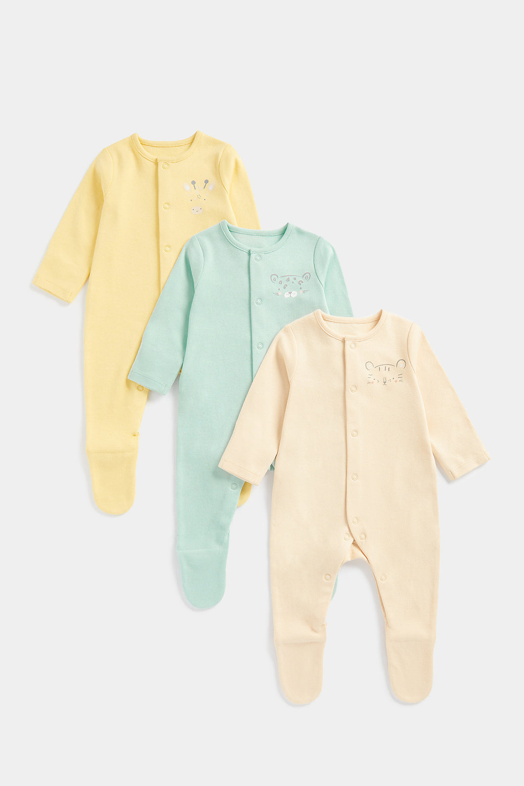 Mothercare Fun Faces Sleepsuits - 3 Pack