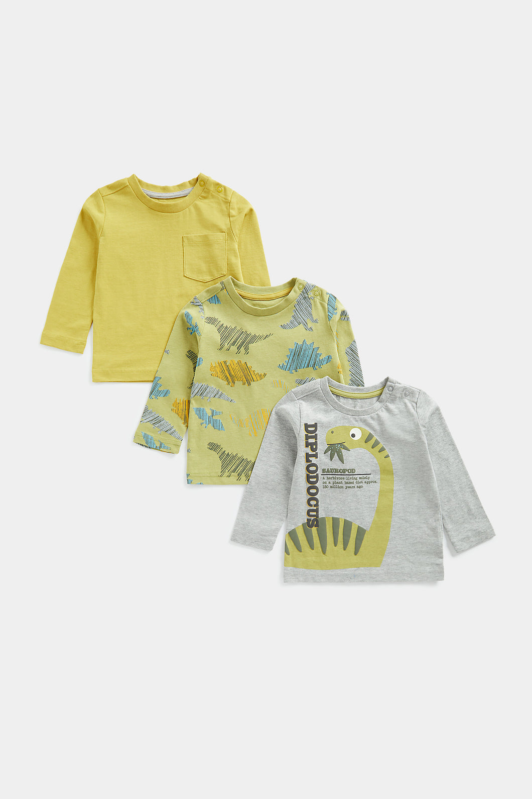 Mothercare Dinosaur Long-Sleeved T-Shirts - 3 Pack