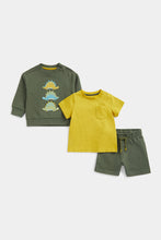 
                        
                          Load image into Gallery viewer, Mothercare Dinosaur Sweat Top, Shorts and T-Shirt Set
                        
                      