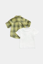 
                        
                          Load image into Gallery viewer, Mothercare Checked Shirt and Dino T-Shirt Set
                        
                      