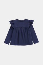 
                        
                          Load image into Gallery viewer, Mothercare Navy Long-Sleeve Frill T-Shirt
                        
                      