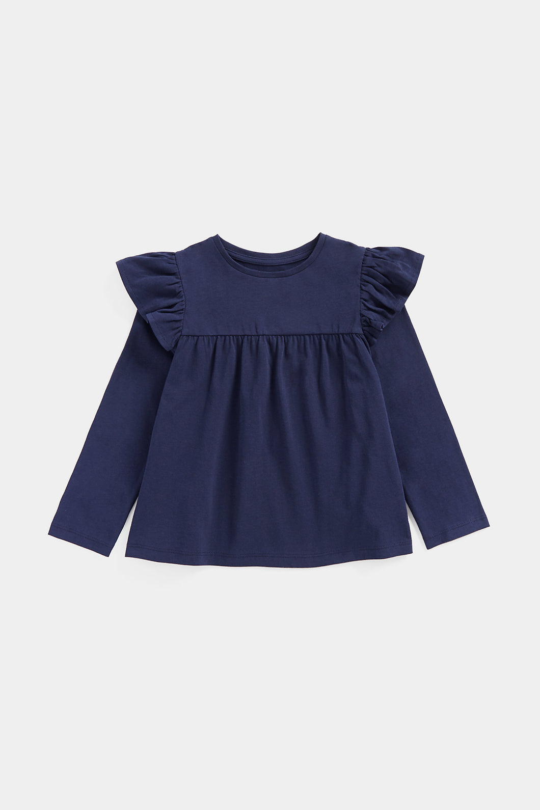 Mothercare Navy Long-Sleeve Frill T-Shirt