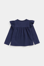 
                        
                          Load image into Gallery viewer, Mothercare Navy Long-Sleeve Frill T-Shirt
                        
                      