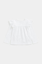 
                        
                          Load image into Gallery viewer, Mothercare White Long-Sleeve Frill T-Shirt
                        
                      