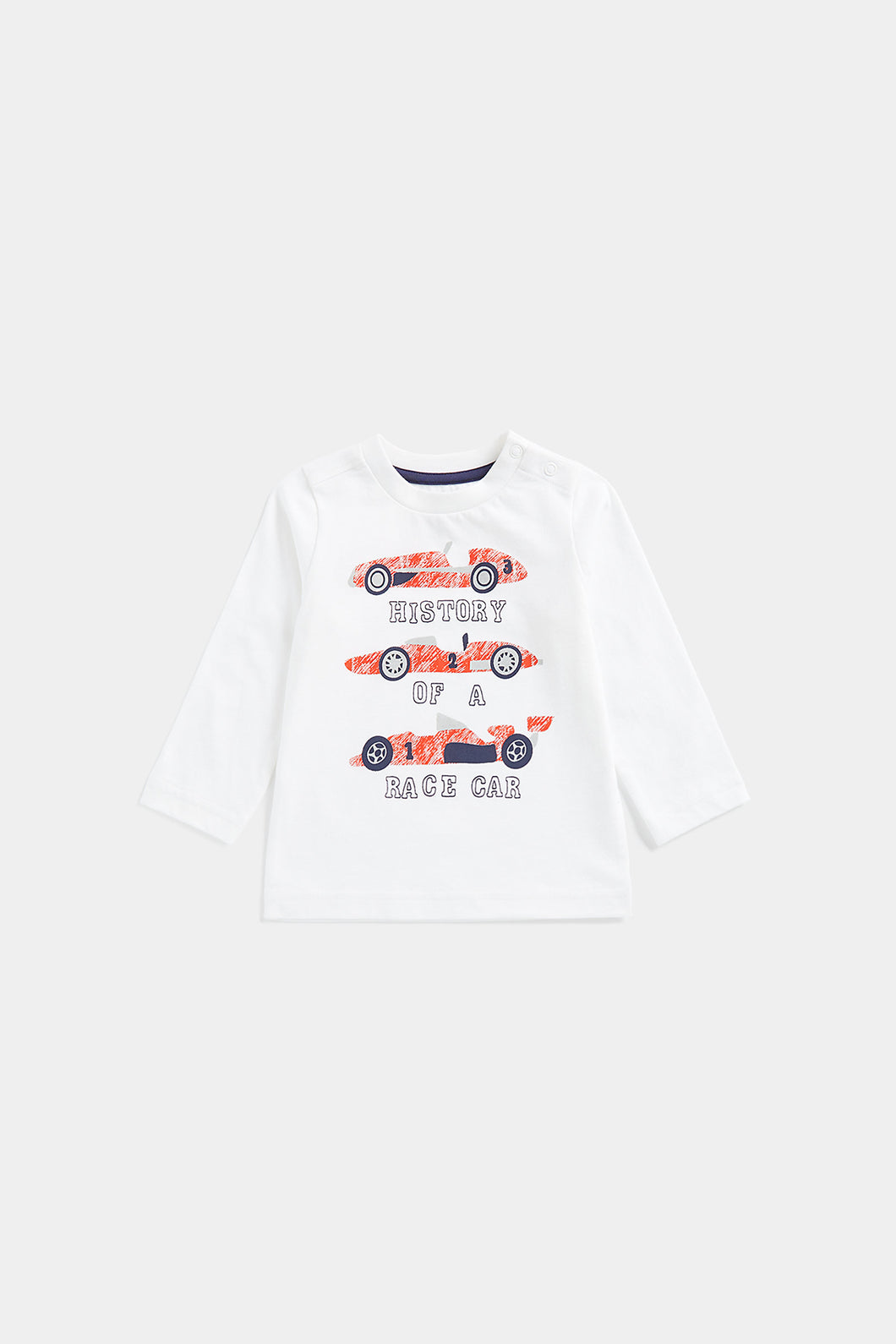 Mothercare White Race Car Long-Sleeved T-Shirt