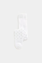 
                        
                          Load image into Gallery viewer, Mothercare White Silver Spot Tights
                        
                      