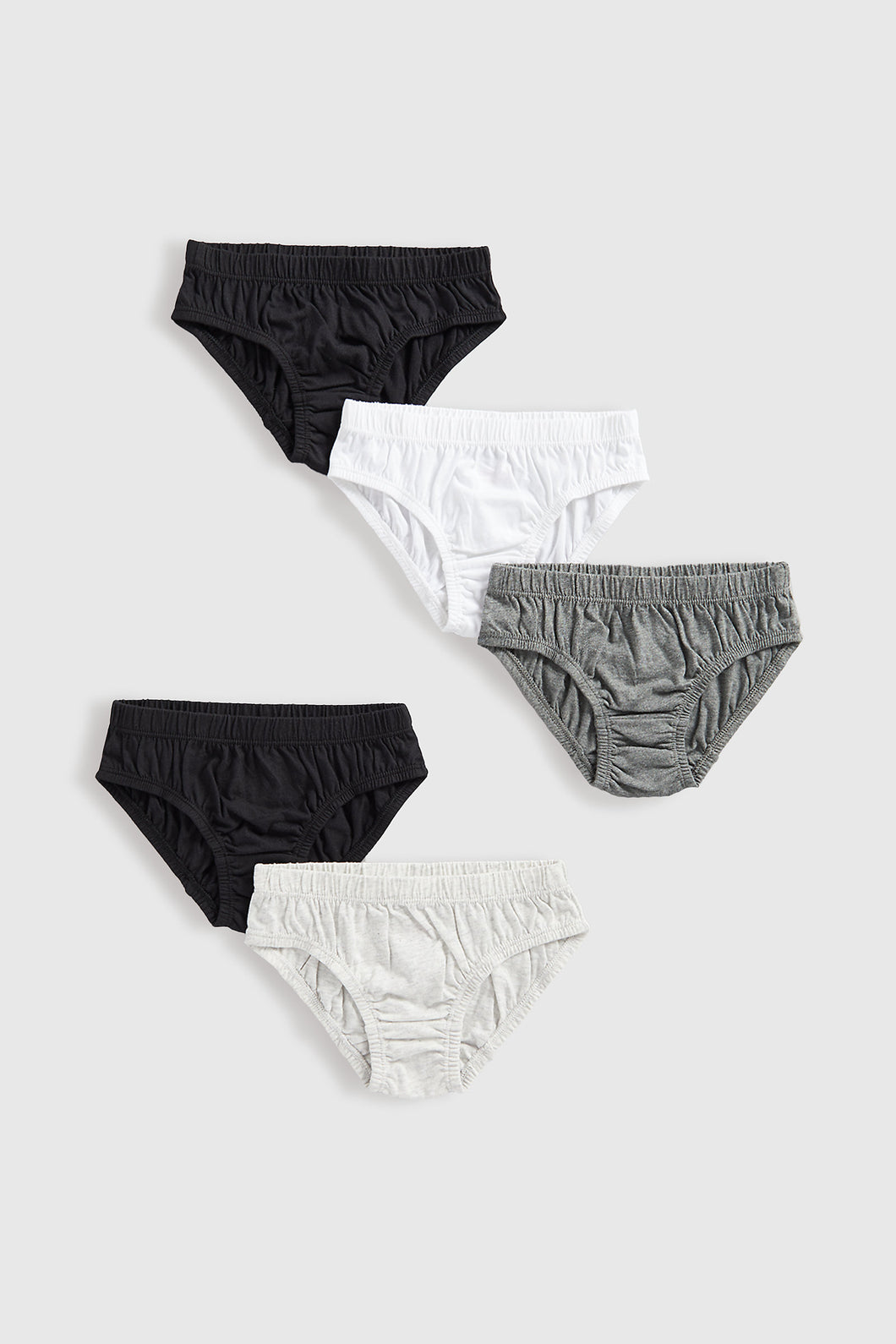 Mothercare Black, Grey And White Briefs - 5 Pack
