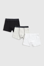 
                        
                          Load image into Gallery viewer, Mothercare Black, Grey, And White Trunk Briefs - 3 Pack
                        
                      