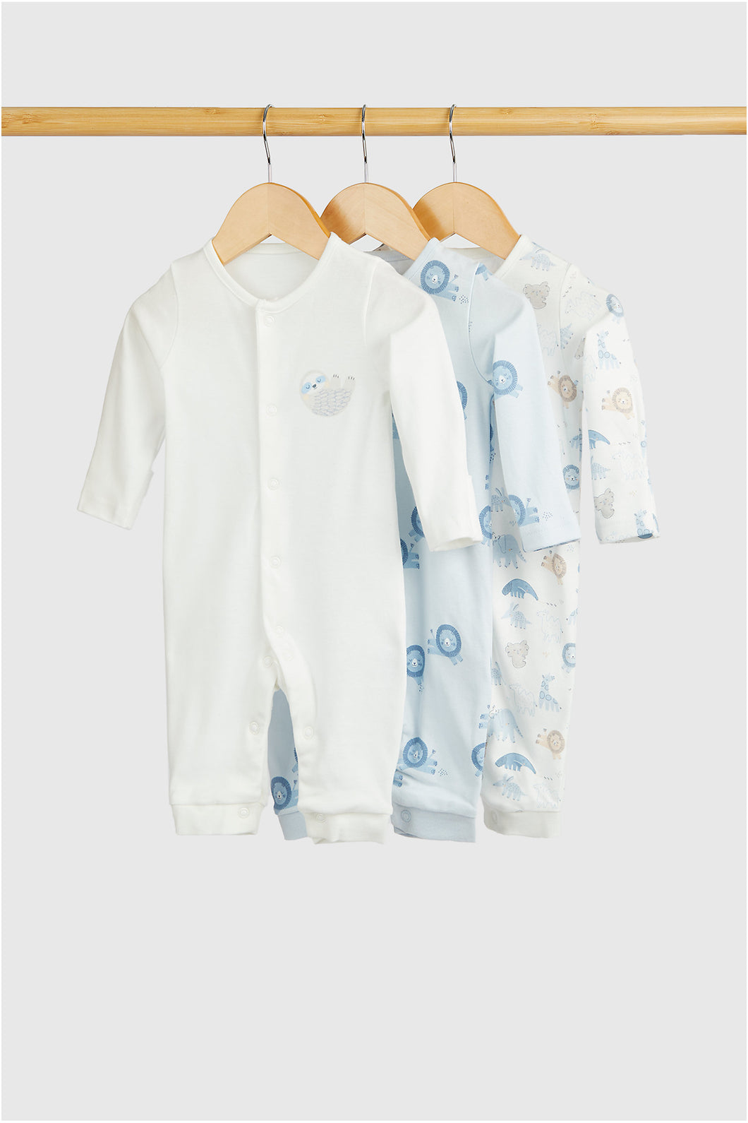 Mothercare Lion And Elephant Sleepsuits - 3 Pack