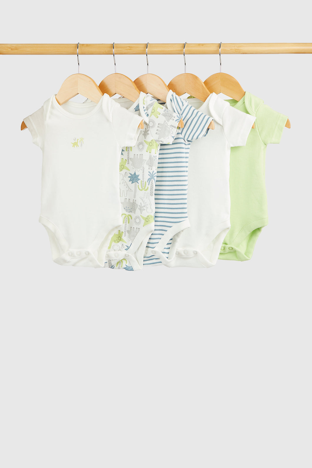 Mothercare Dinosaur Short-Sleeved Baby Bodysuits - 5 Pack
