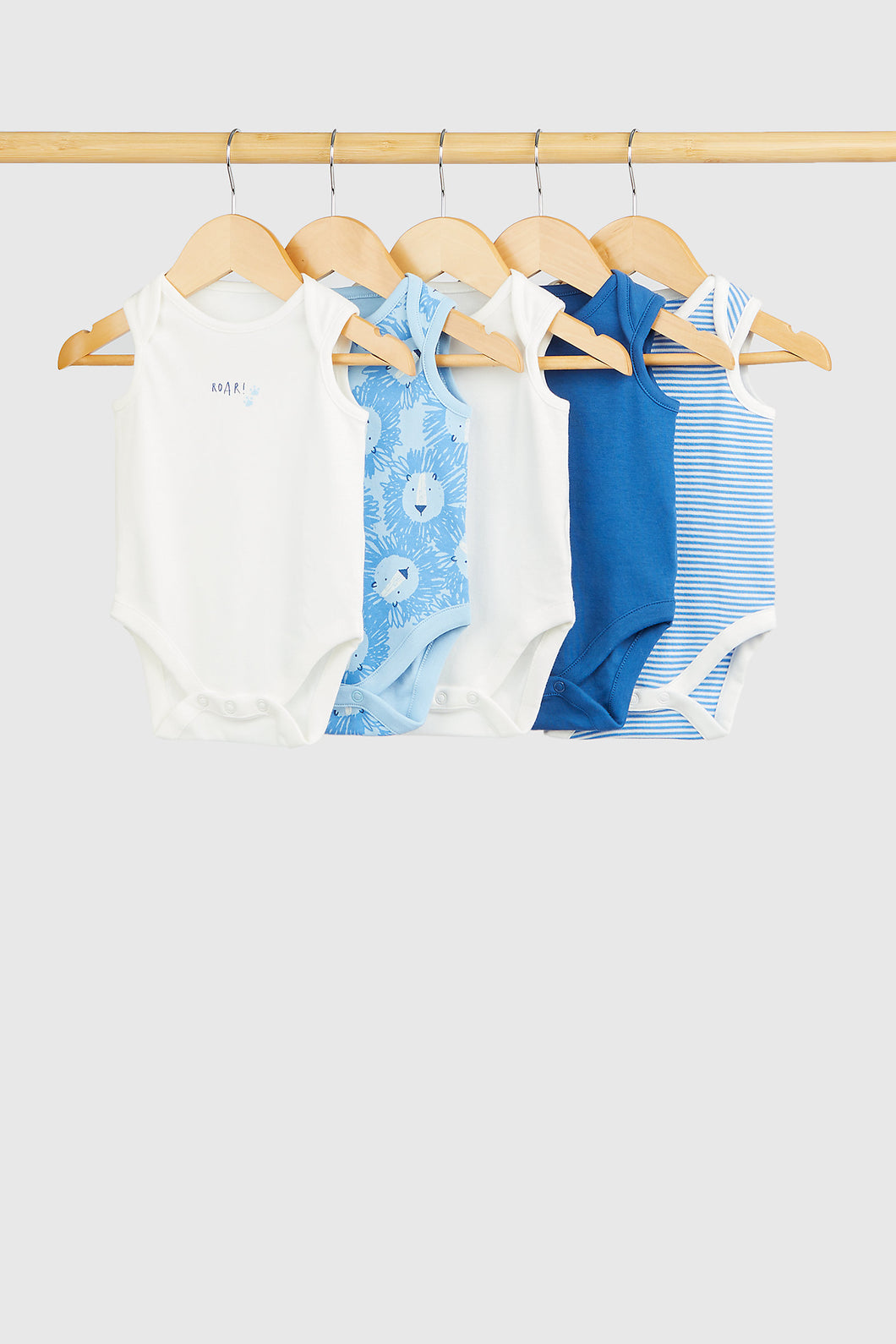 Mothercare Lion Sleeveless Bodysuits - 5 Pack