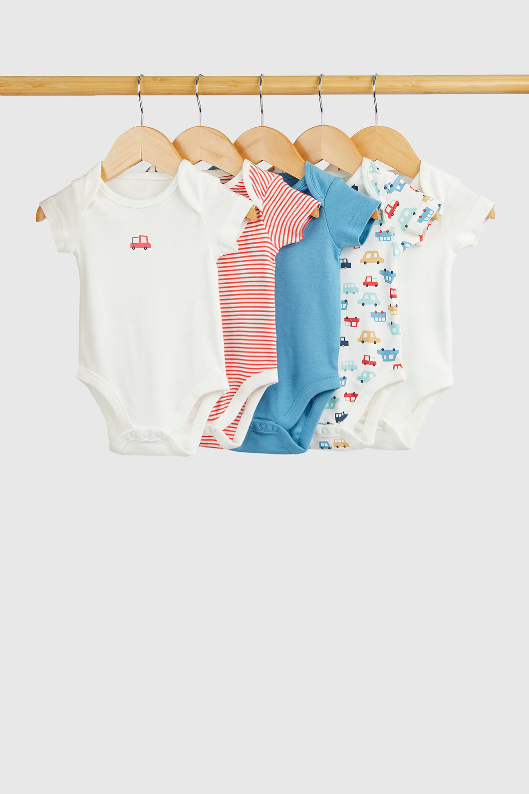Mothercare Cars Short-Sleeved Bodysuits - 5 Pack