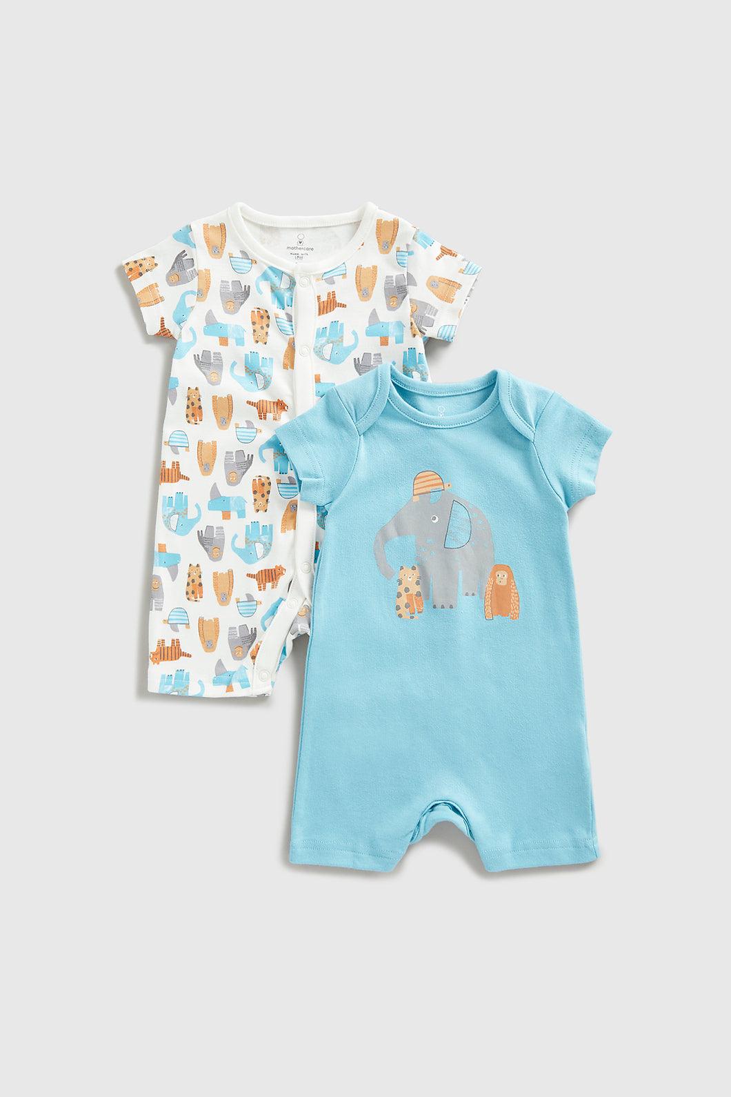 Mothercare Tiger And Elephant Rompers - 2 Pack