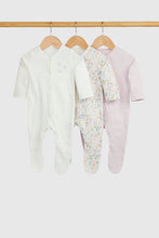 
                        
                          Load image into Gallery viewer, Mothercare Wild Flower Baby Sleepsuits - 3 Pack
                        
                      