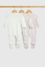 
                        
                          Load image into Gallery viewer, Mothercare Wild Flower Baby Sleepsuits - 3 Pack
                        
                      