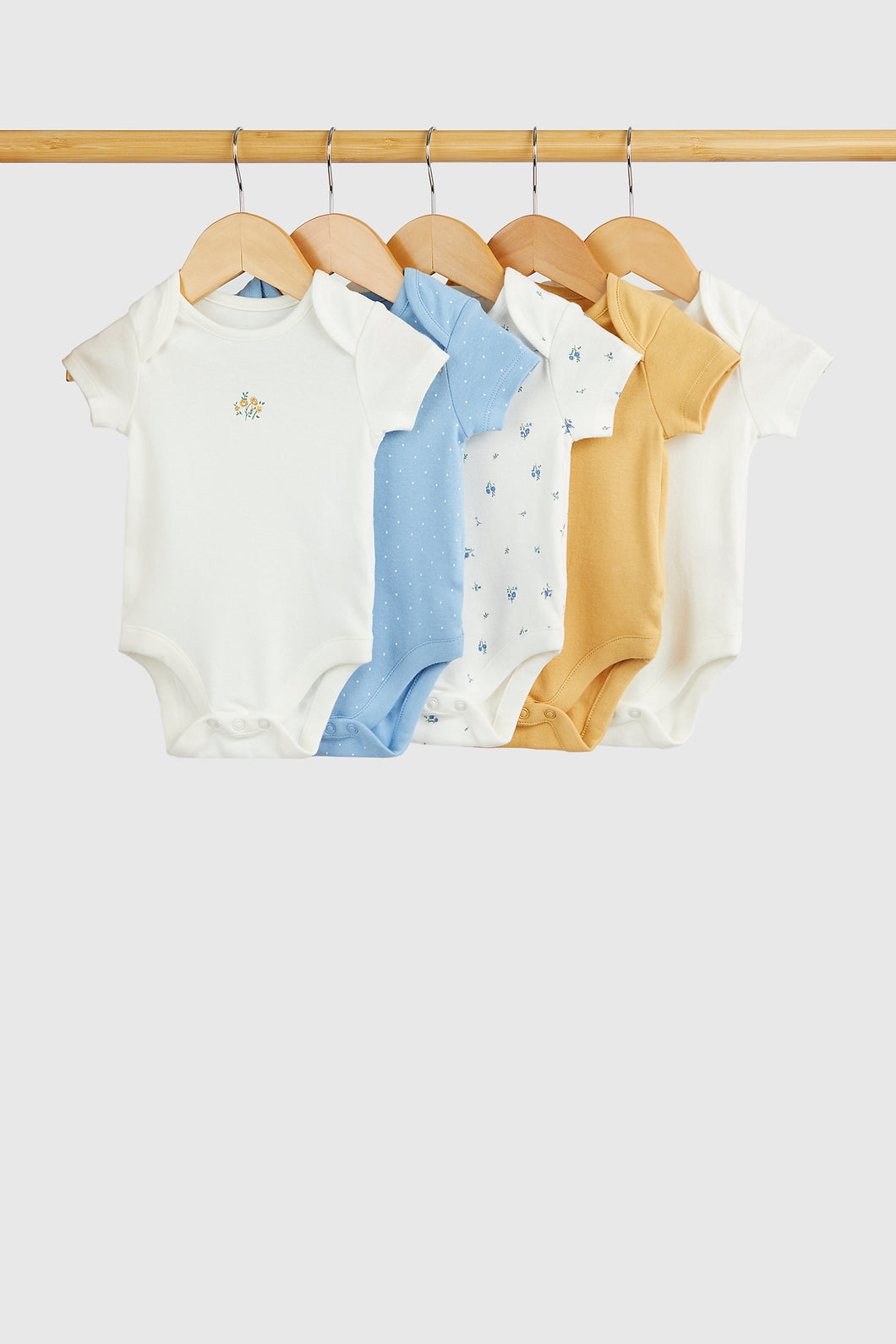 Mothercare Ditsy Floral Short-Sleeved Bodysuits - 5 Pack