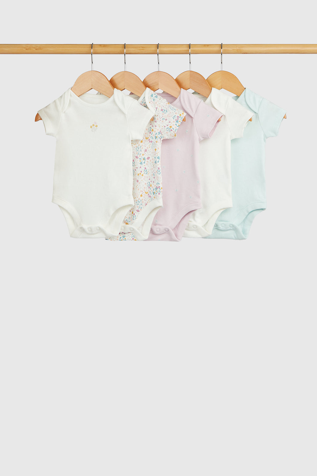 Mothercare Wild Flowers Short-Sleeved Bodysuits - 5 Pack