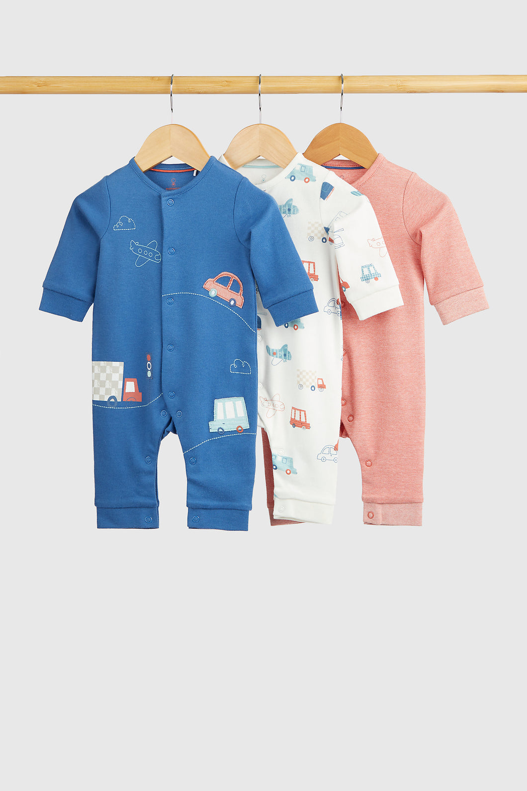 Mothercare Footless All-In-Ones - 3 Pack