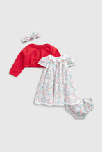 
                        
                          Load image into Gallery viewer, Mothercare Dress, Knickers, Cardigan And Headband Set
                        
                      