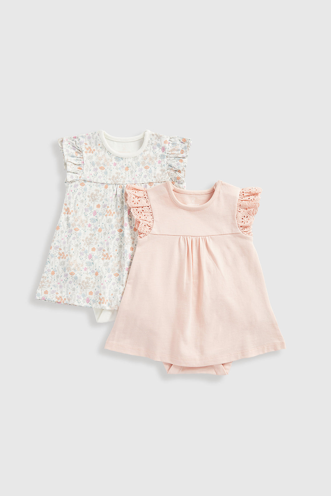 Mothercare Floral And Pink Romper Dresses - 2 Pack