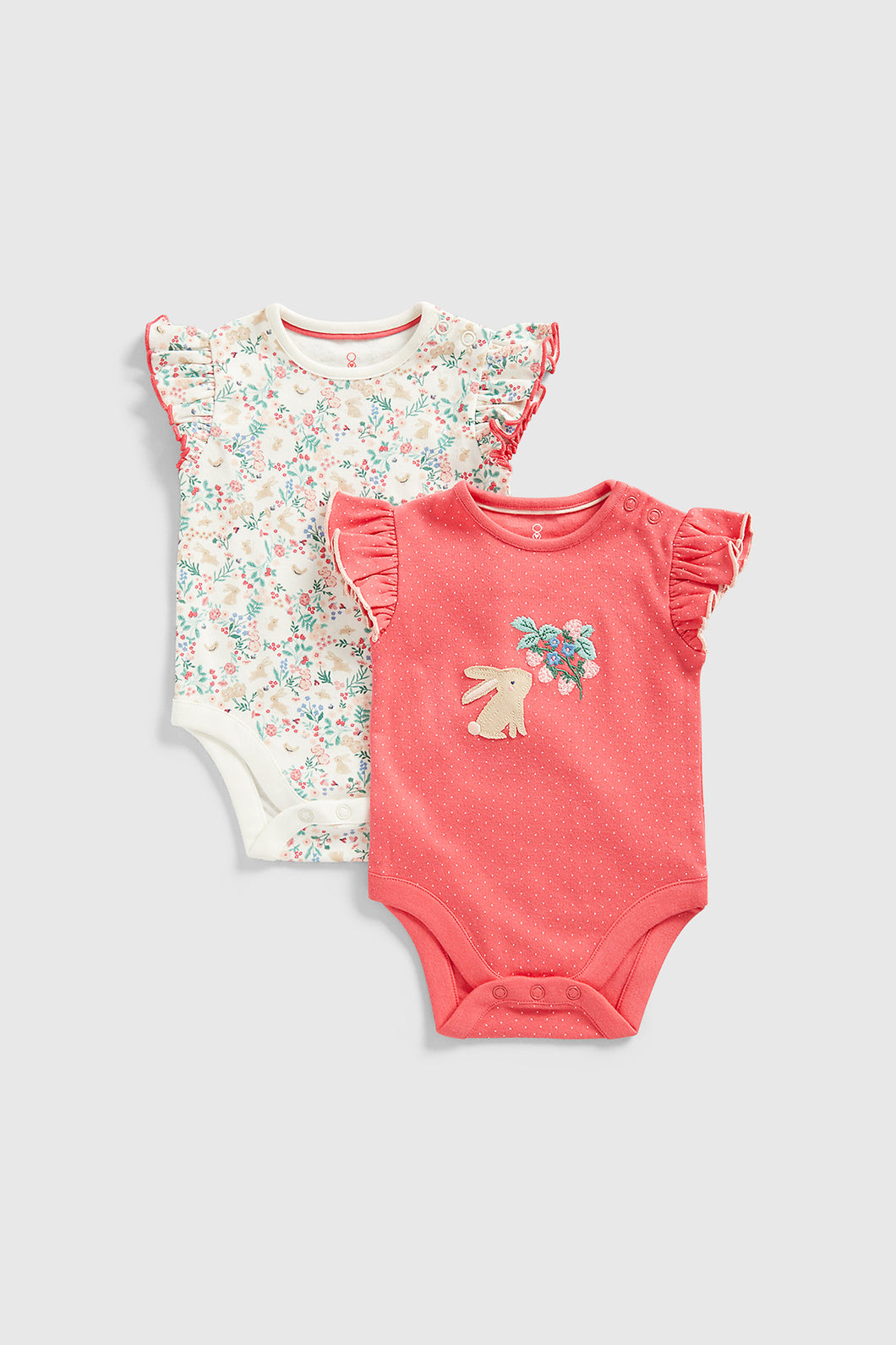Mothercare Floral Bunny Bodysuits - 2 Pack