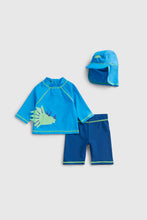 
                        
                          Load image into Gallery viewer, Mothercare Dinosaur Sunsafe Rash Vest, Shorts And Keppi Set
                        
                      