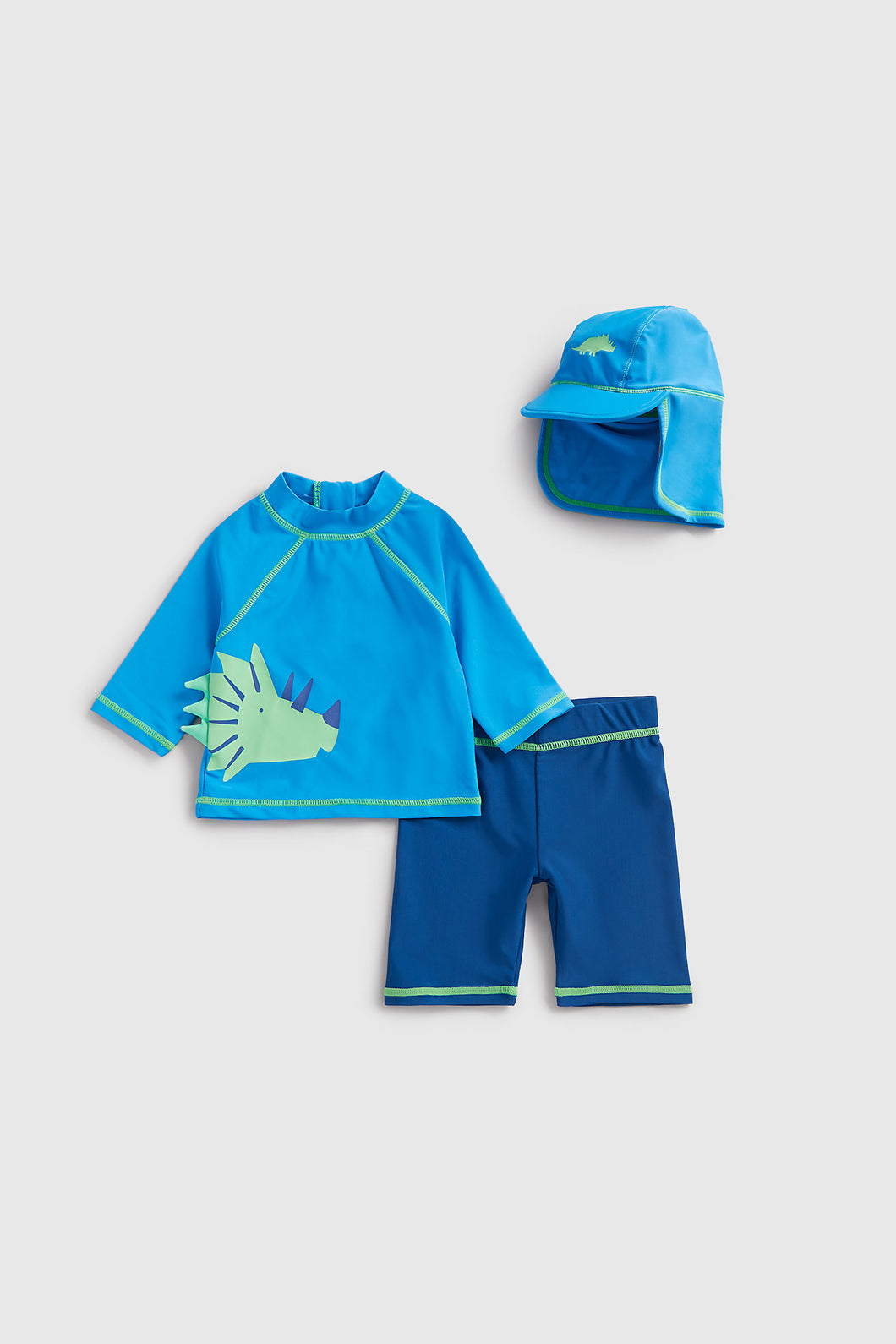 Mothercare Dinosaur Sunsafe Rash Vest, Shorts And Keppi Set