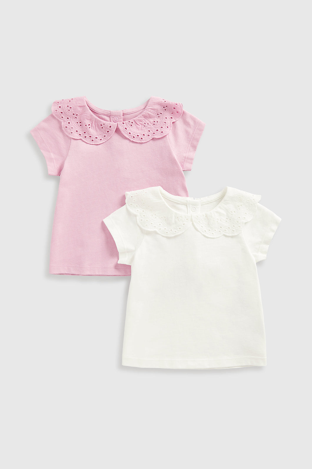 Mothercare Broderie Collar T-Shirts - 2 Pack