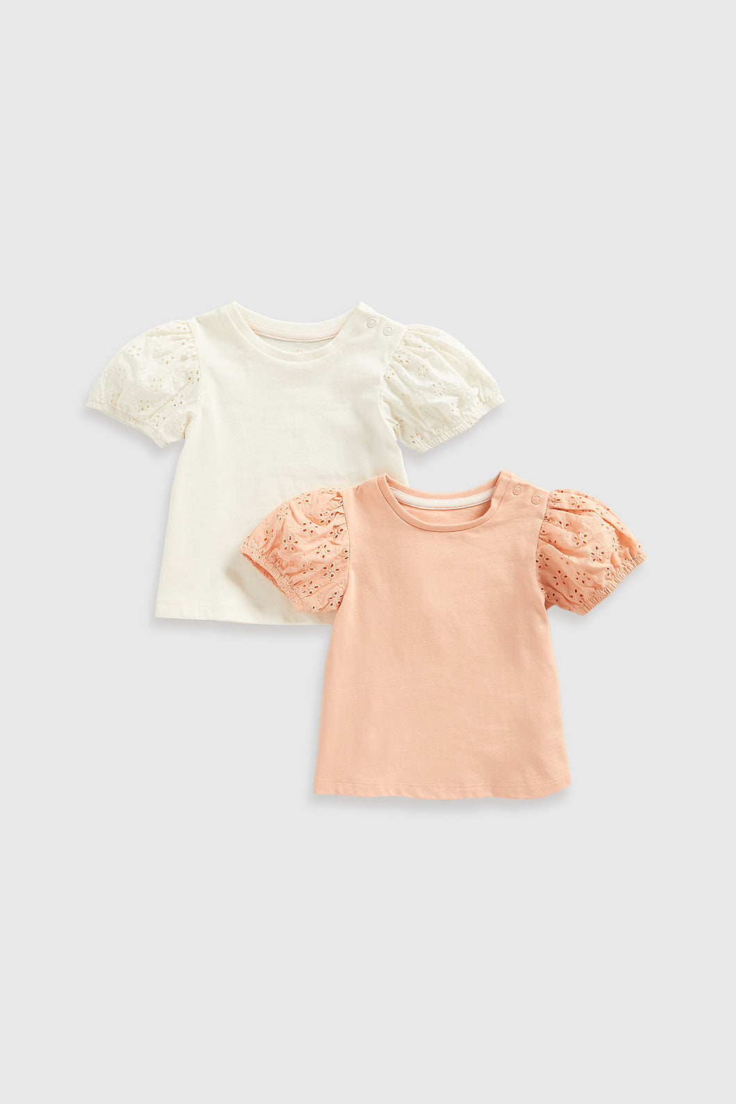 Mothercare Broderie Sleeve T-Shirts - 2 Pack