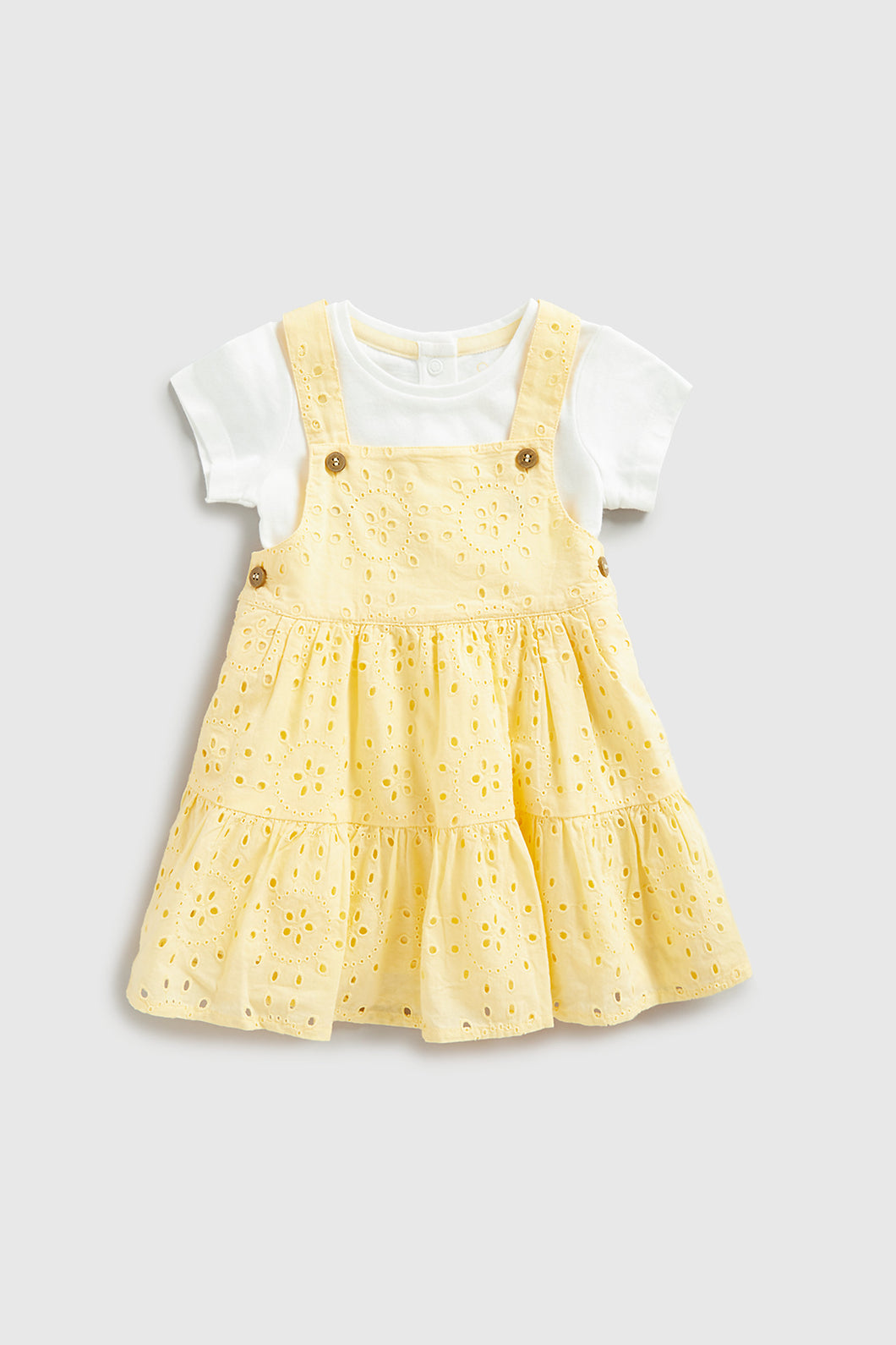 Mothercare Broderie Pinny Dress And T-Shirt Set
