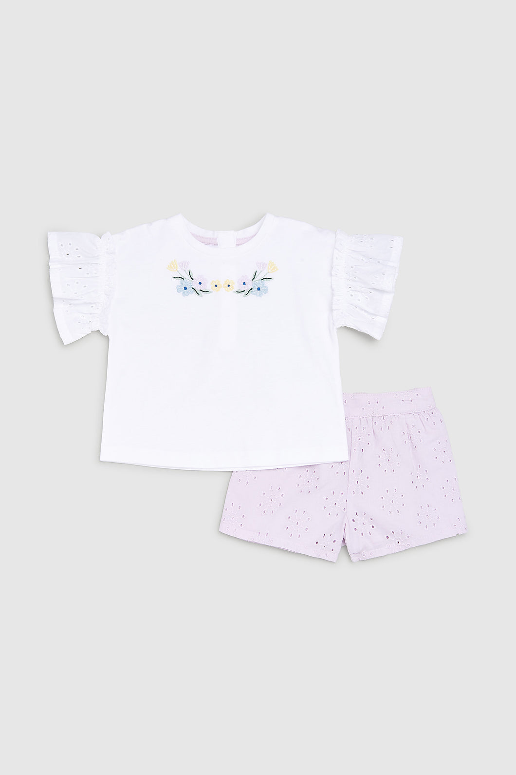 Mothercare T-Shirt And Broderie Shorts Set