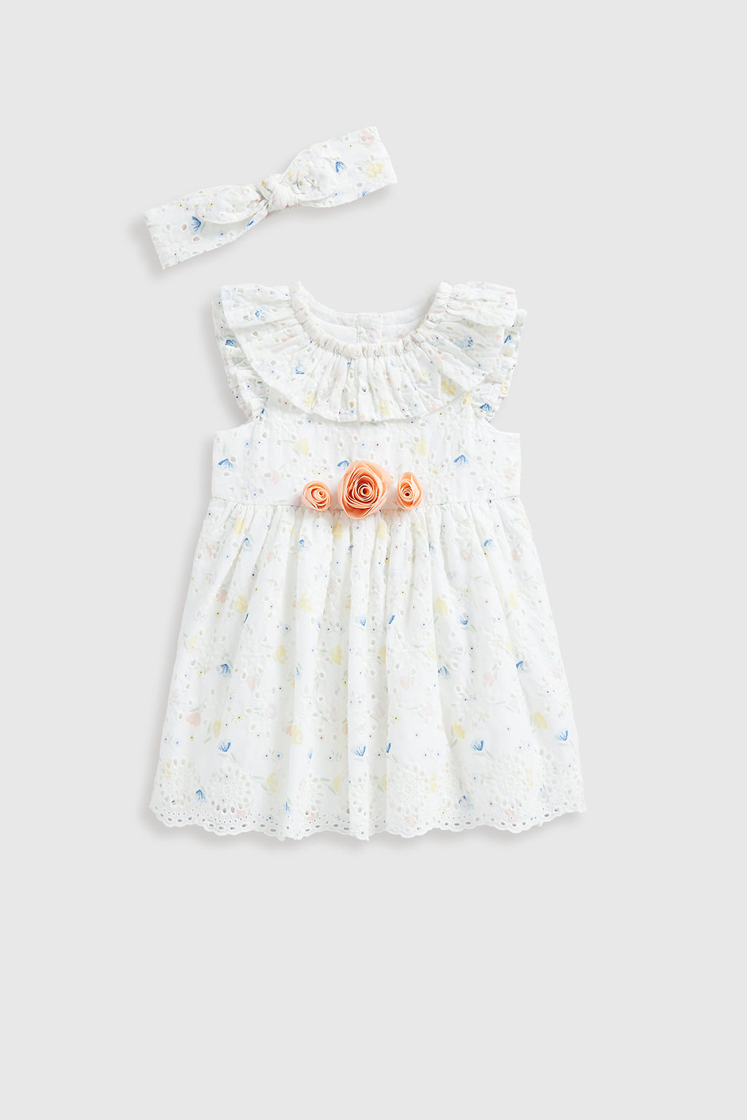 Mothercare Broderie Floral Dress And Headband