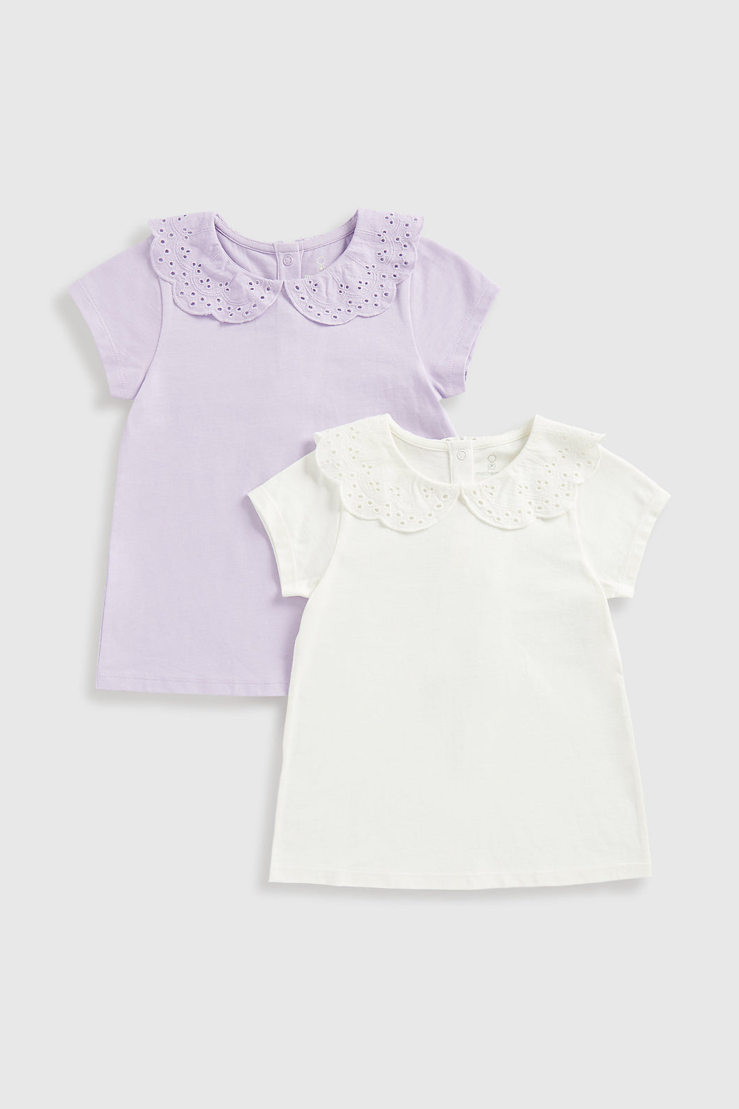 Mothercare Broderie Collar T-Shirts - 2 Pack