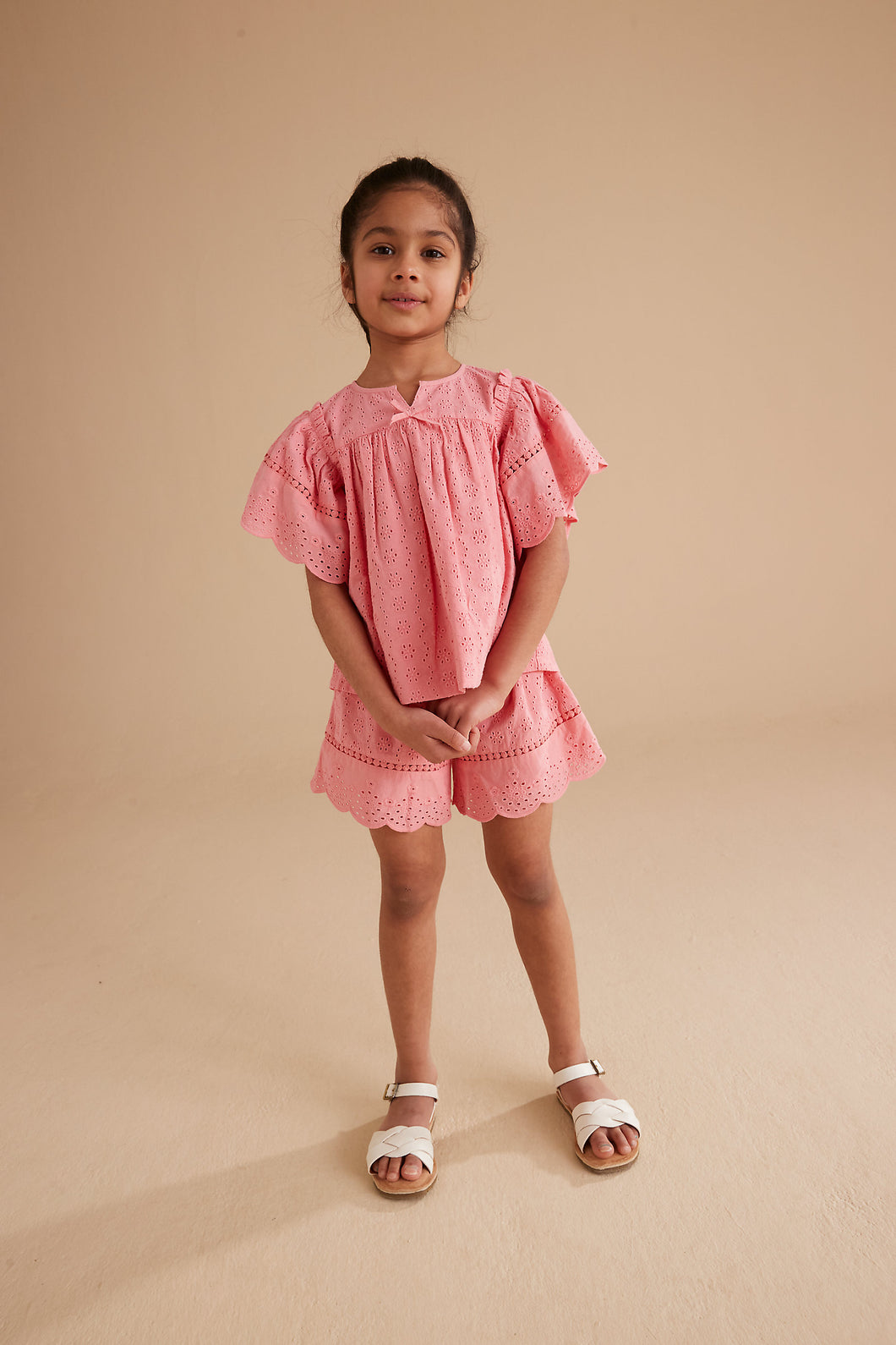 Mothercare Pink Broderie Shorts And Blouse Set