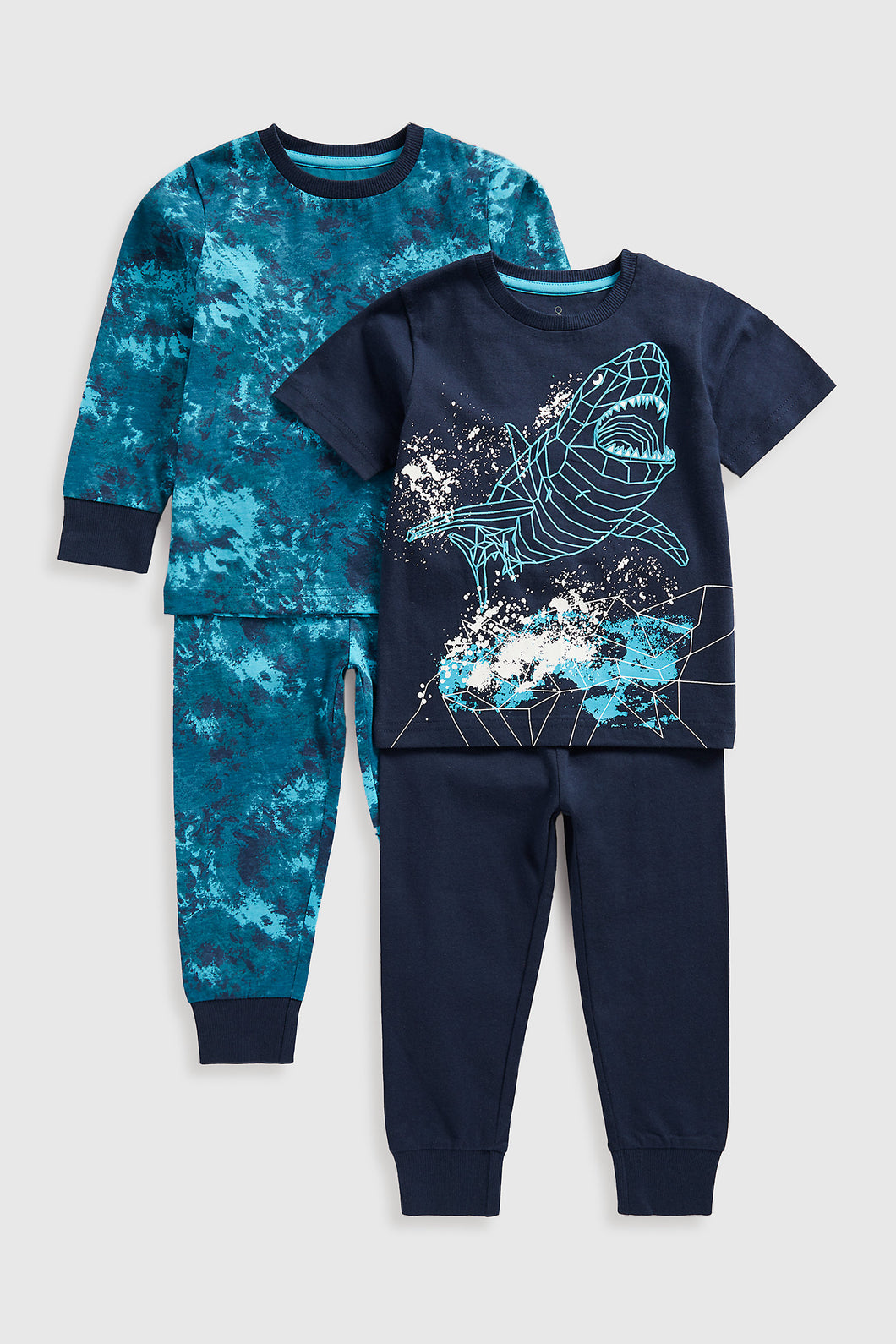 Mothercare Shark Long And Short Sleeved Pyjamas - 2 Pack