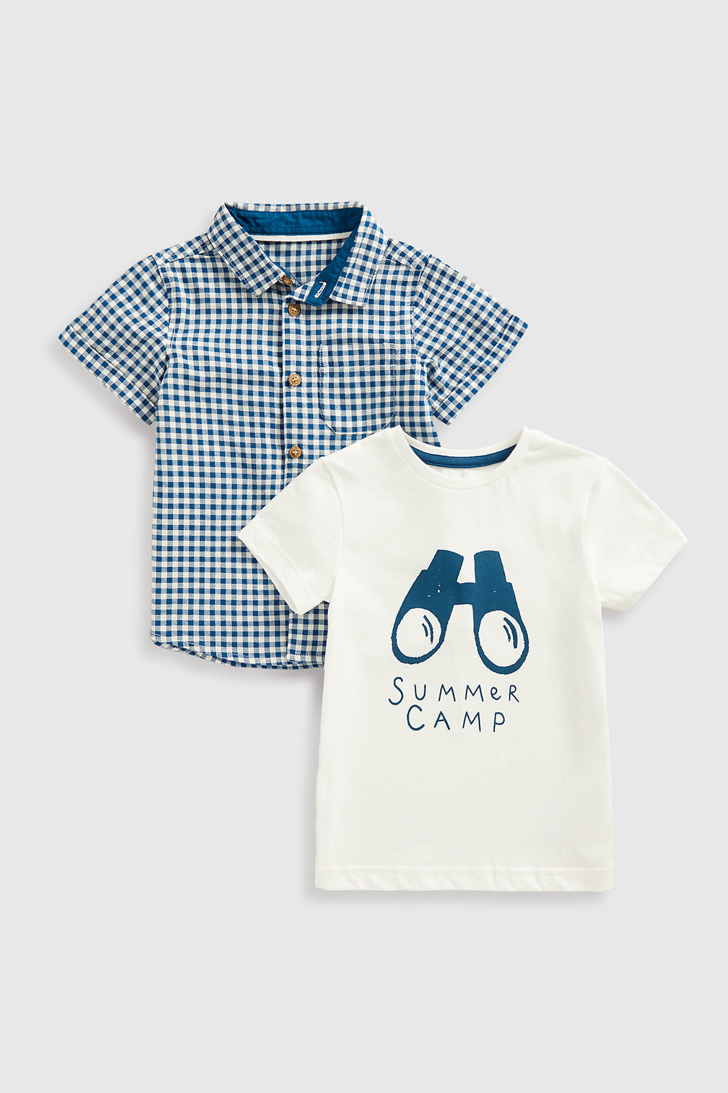 Mothercare Gingham Shirt And T-Shirt Set